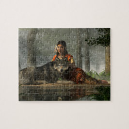 Amerikanische Ureinwohner und Wolf Puzzle
