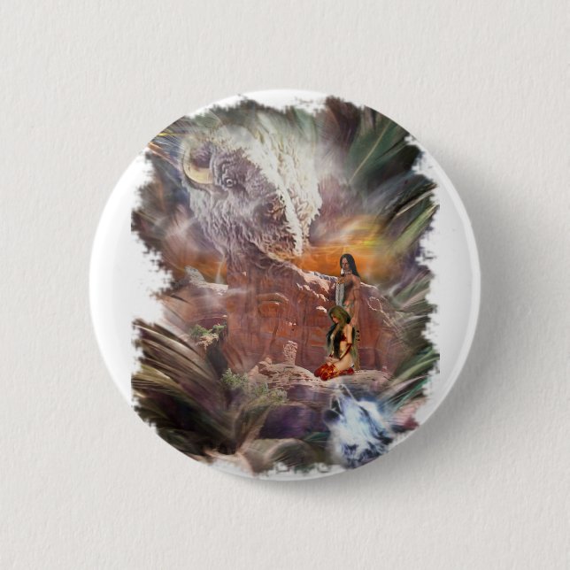 Amerikanische Ureinwohner Wedding Night Vignette Button (Vorderseite)