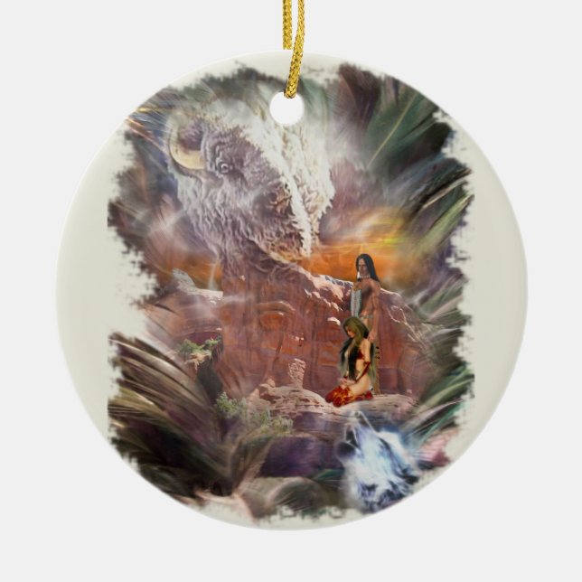 Amerikanische Ureinwohner Wedding Night Vignette Keramik Ornament (Vorne)