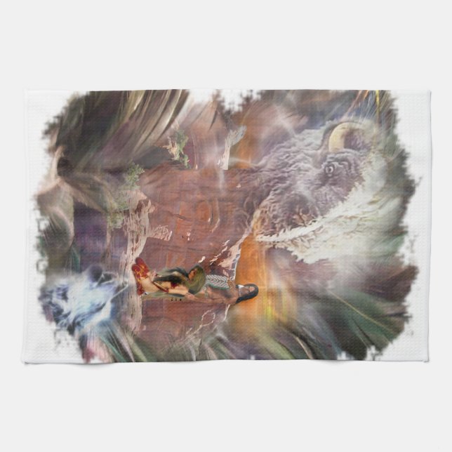 Amerikanische Ureinwohner Wedding Night Vignette Küchentuch (Horizontal)