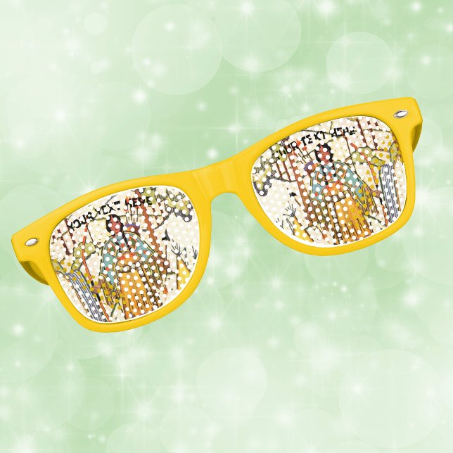 Amerikanische Ureinwohner Woman Bow Arrow in Woods Partybrille (American Indian woman bow arrow in woods waterfall on retro party glasses.)