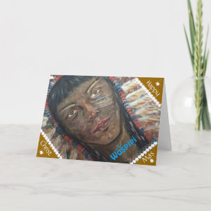 amerikanische Ureinwohner Wospipi Weihnachtskarte. Feiertagskarte