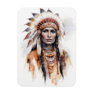 Amerikanische Ureinwohnerin Aquarellmalerin Magnet