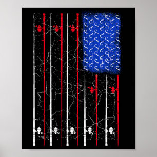 Amerikanische US-Flagge Angelrute Top Poster