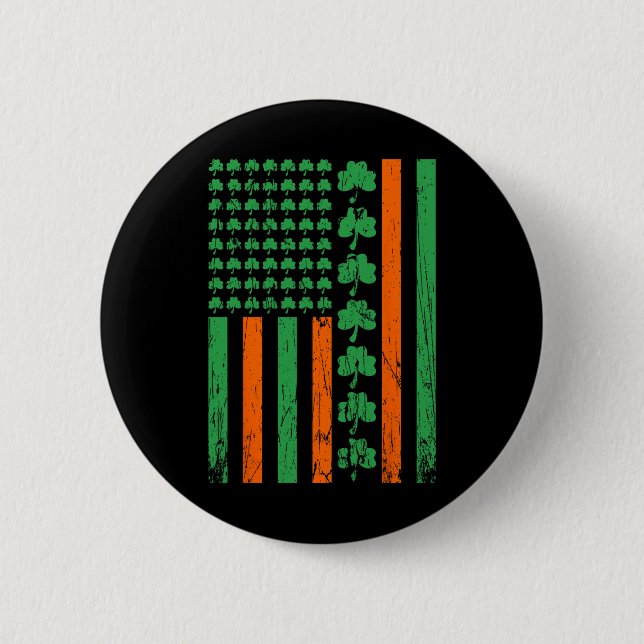 Amerikanische US-Flagge Kleeblatt St Patricks Iris Button (Vorderseite)
