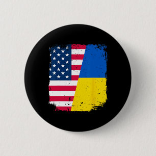 Amerikanische US-Flagge Ukraine Freundschaftsland Button