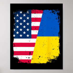 Amerikanische US-Flagge Ukraine Freundschaftsland Poster
