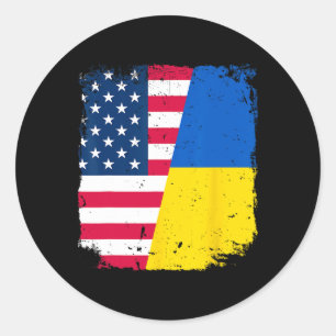 Amerikanische US-Flagge Ukraine Freundschaftsland Runder Aufkleber