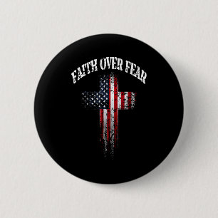 Amerikanische USA-Flagge Christliches Kreuz Glaube Button