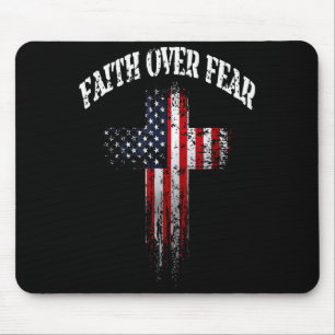 Amerikanische USA-Flagge Christliches Kreuz Glaube Mousepad