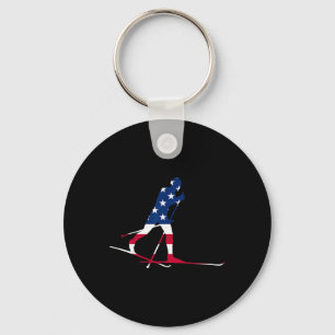 Amerikanische USA-Flagge Nordischer Ski-Kühler Ski Schlüsselanhänger