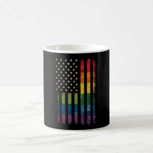 Amerikanische USA-Flagge Regenbogen Stolz Schwul L Kaffeetasse