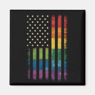 Amerikanische USA-Flagge Regenbogen Stolz Schwul L Magnet