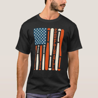Amerikanische USA-Flagge Softball-Schläger Softbal T-Shirt