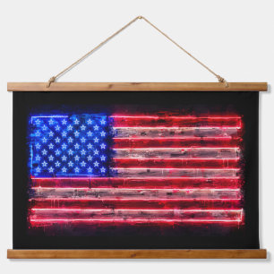 Amerikanische USA-Flagge Wandteppich Mit Holzrahmen
