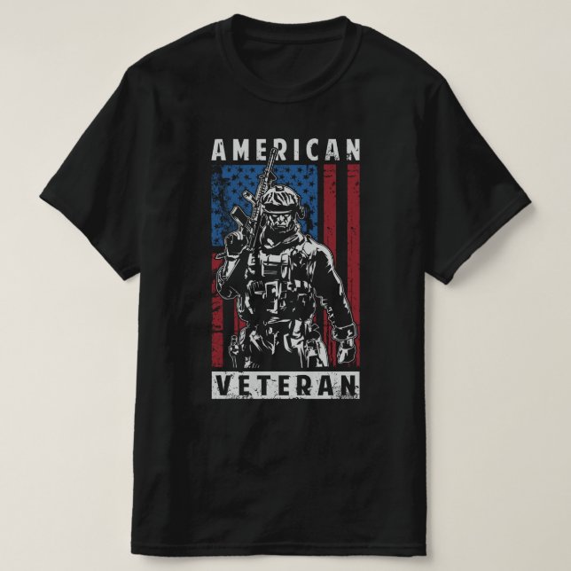 amerikanische Veteranenflagge T-Shirt (Design vorne)