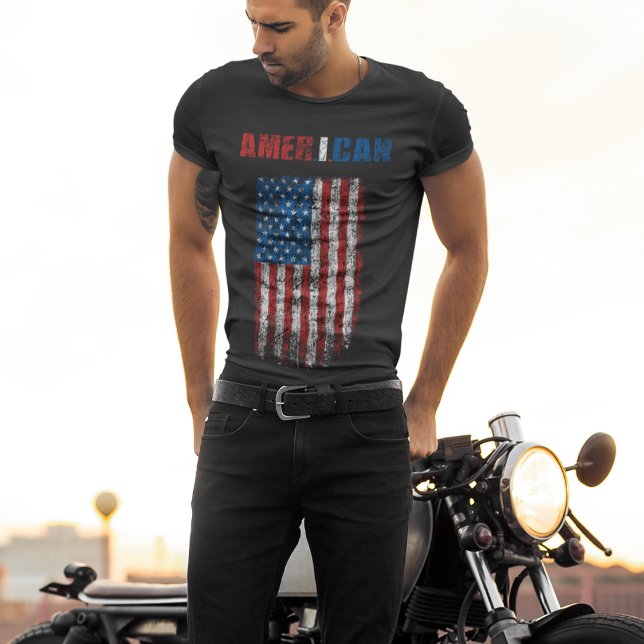AMERIKANISCHE Vintage Flagge (AMER.I.CAN) T-Shirt (AMER.I.CAN vintage retro grunge independence day apparel. Wear with pride! )