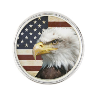 Amerikanische Vintage Flagge mit Adler Anstecknadel