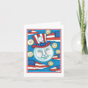 AMERIKANISCHE VOLKSKUNST PATRIOTISCHER MANN IM MON FEIERTAGSKARTE
