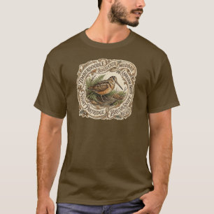 Amerikanische Waldschnepfe Vintage-Vogelillustrati T-Shirt