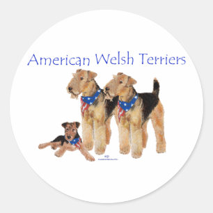 Amerikanische Welsh Terrier Runder Aufkleber