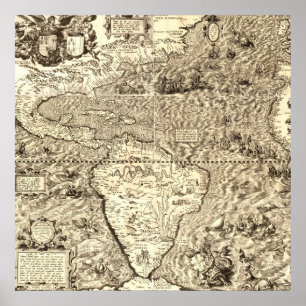 Amerikanische Weltkarte von Diego Gutiérrez Poster