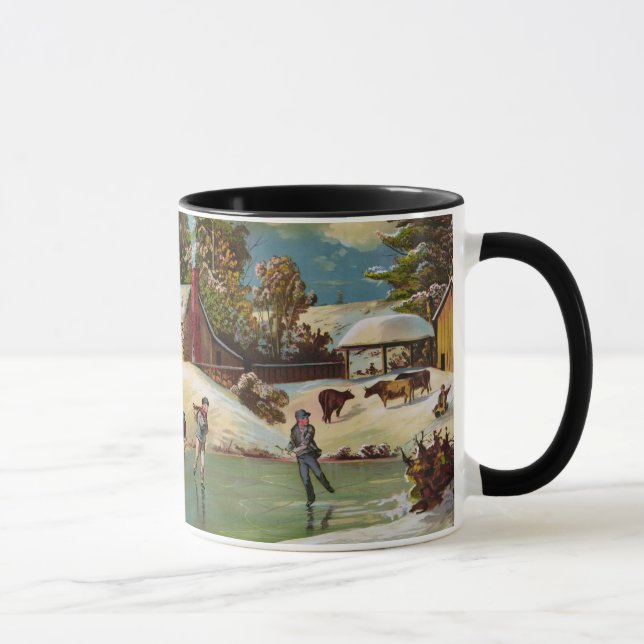 Amerikanische Winter-Leben-Weihnachtsszene Tasse (Rechts)