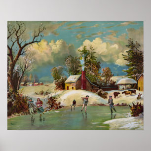 Amerikanische Winter-Weihnachts-Szene Poster