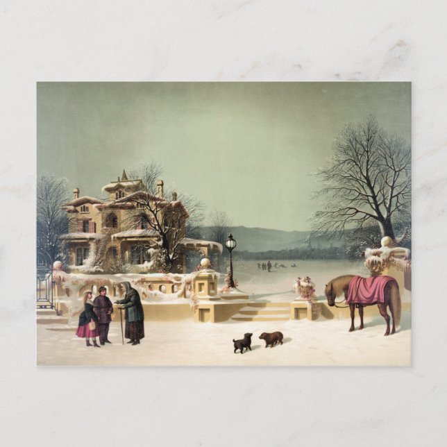 Amerikanische Winterlandschaft Postkarte (Vorderseite)