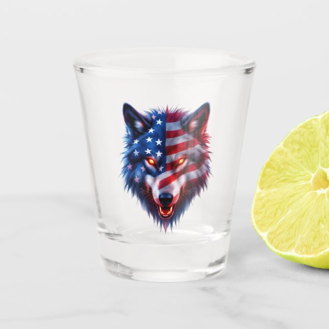 Amerikanische Wölfe Schnapsglas (Vorderseite)