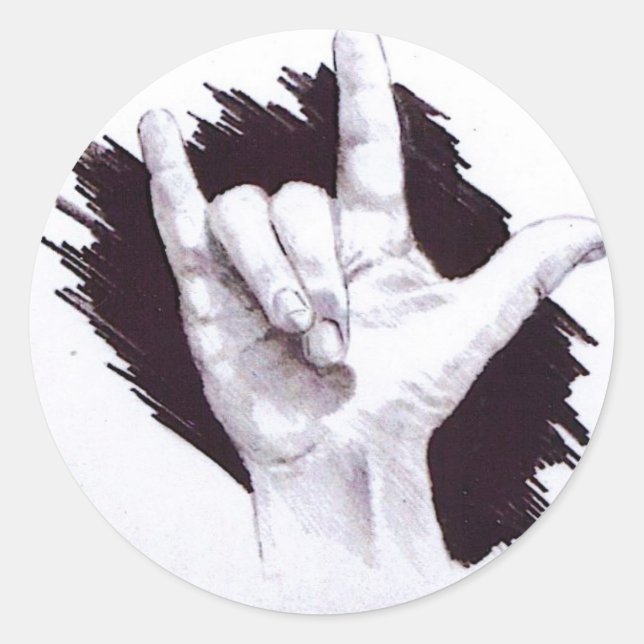 AMERIKANISCHE ZEICHENSPRACHE I LIEBE SIE RUNDER AUFKLEBER (Vorderseite)