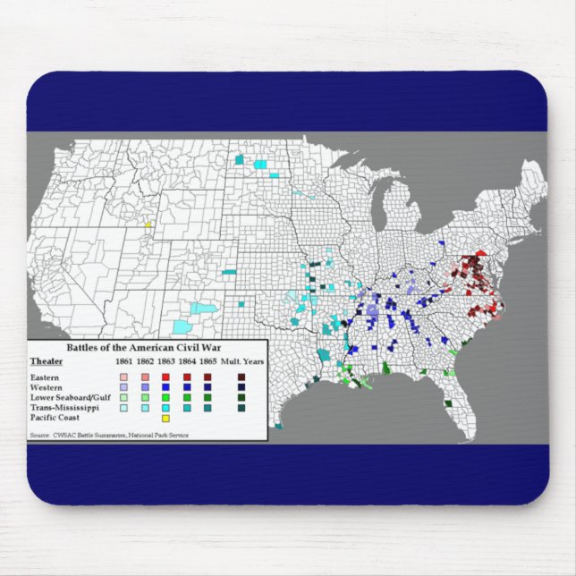 Amerikanische zivile Kriegs-Kampf-Karte Mousepad (Vorne)