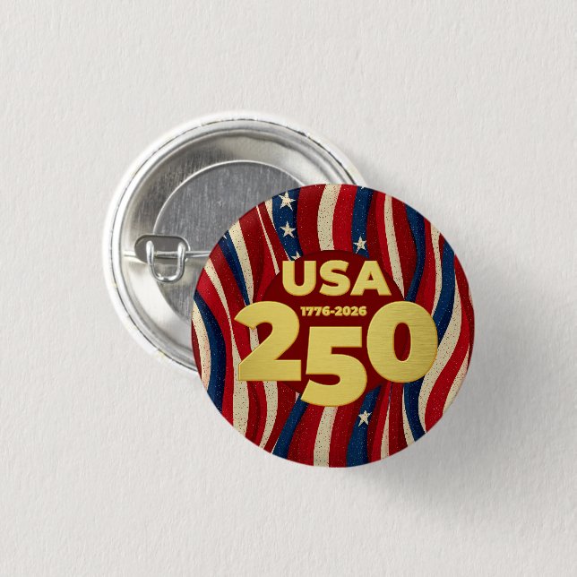 Amerikanischer 250. Geburtstag Jubiläum 2026 Button (Vorne & Hinten)