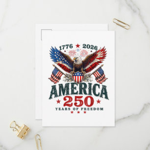 Amerikanischer 250. Jahrestag USA Patriotisch 4. J Einladungspostkarte