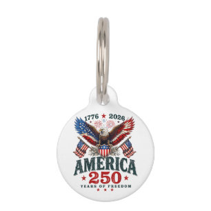 Amerikanischer 250. Jahrestag USA Patriotisch 4. J Haustiermarke