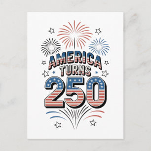 Amerikanischer 250. Unabhängigkeitstag Feuerwerk Postkarte