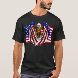 Amerikanischer Adler auf amerikanischer Flagge T-Shirt