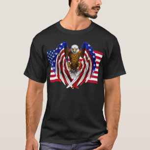 Amerikanischer Adler auf amerikanischer Flagge T-Shirt
