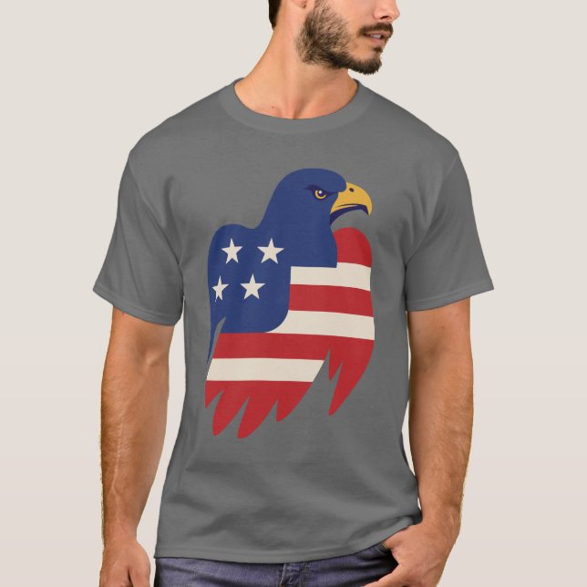 Amerikanischer Adler im Vintagen Flaggendesign T-Shirt (Vorderseite)