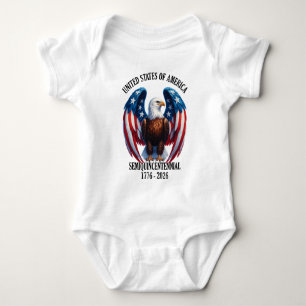Amerikanischer Adler mit Flaggenwingen 1776-2026 Baby Strampler