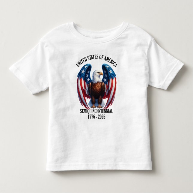Amerikanischer Adler mit Flaggenwingen 1776-2026 Kleinkind T-shirt (Vorderseite)