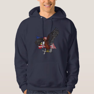 Amerikanischer Adler mit Kreuz Hoodie