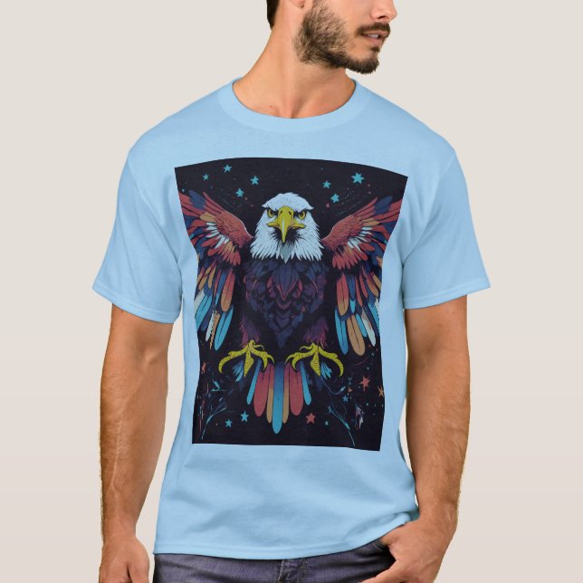 Amerikanischer Adler mit patriotischen Symbolen T-Shirt (Vorderseite)