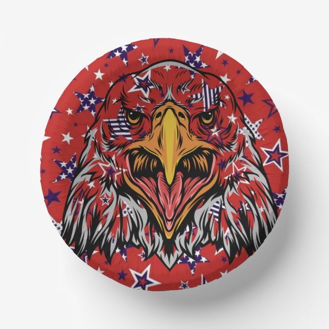 Amerikanischer Adler mit Red Star Hintergrund Pappteller (Vorderseite)