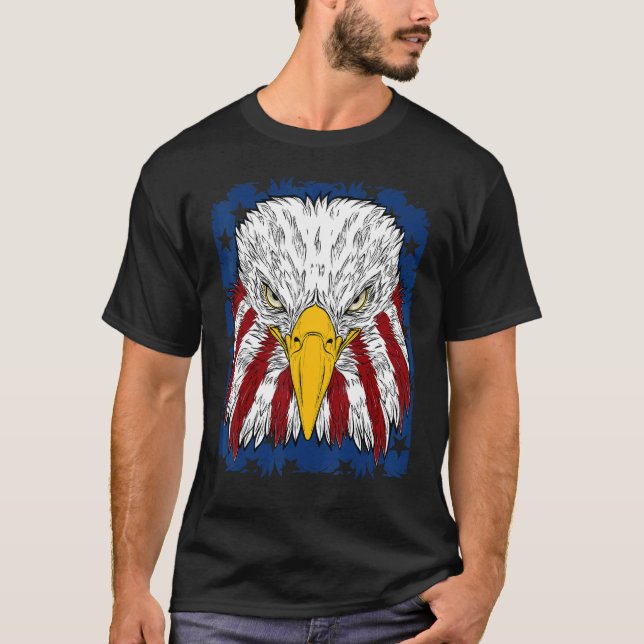 Amerikanischer Adler Petriotic mit Flag "merica US T-Shirt (Vorderseite)