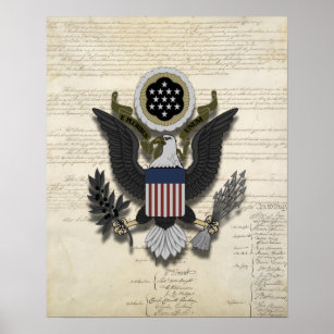 Amerikanischer Adler über die Verfassung Poster