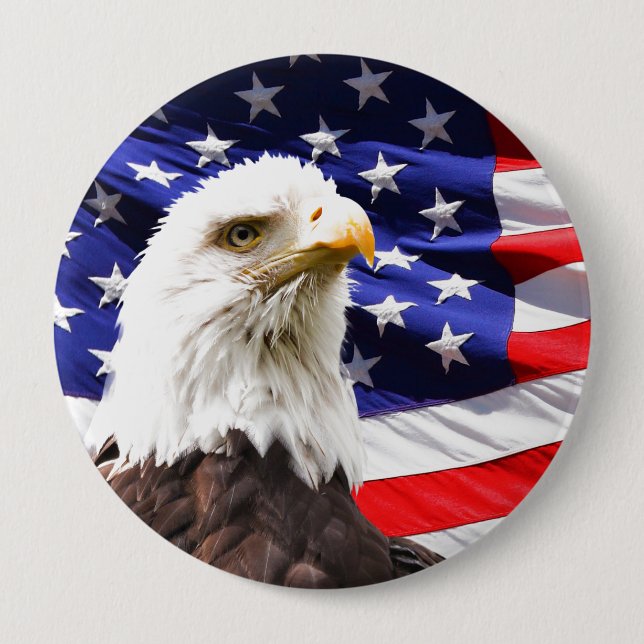 Amerikanischer Adler und Flagge Button (Vorderseite)