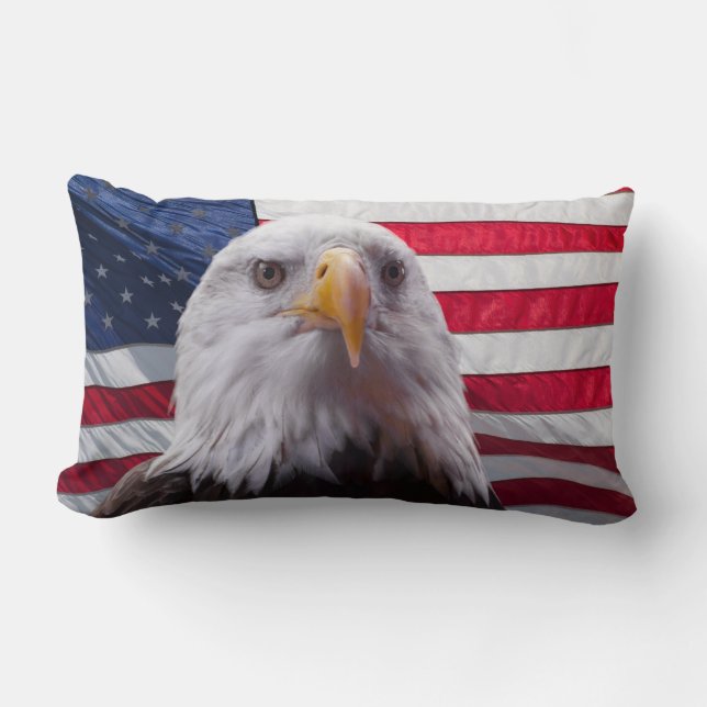 Amerikanischer Adler und Flagge Lendenkissen (Vorderseite)