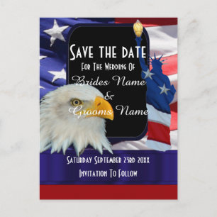Amerikanischer Adler und Flagge Save the Date Ankündigungspostkarte