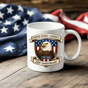 Amerikanischer Adler und Flaggen-Schild-Design Kaffeetasse